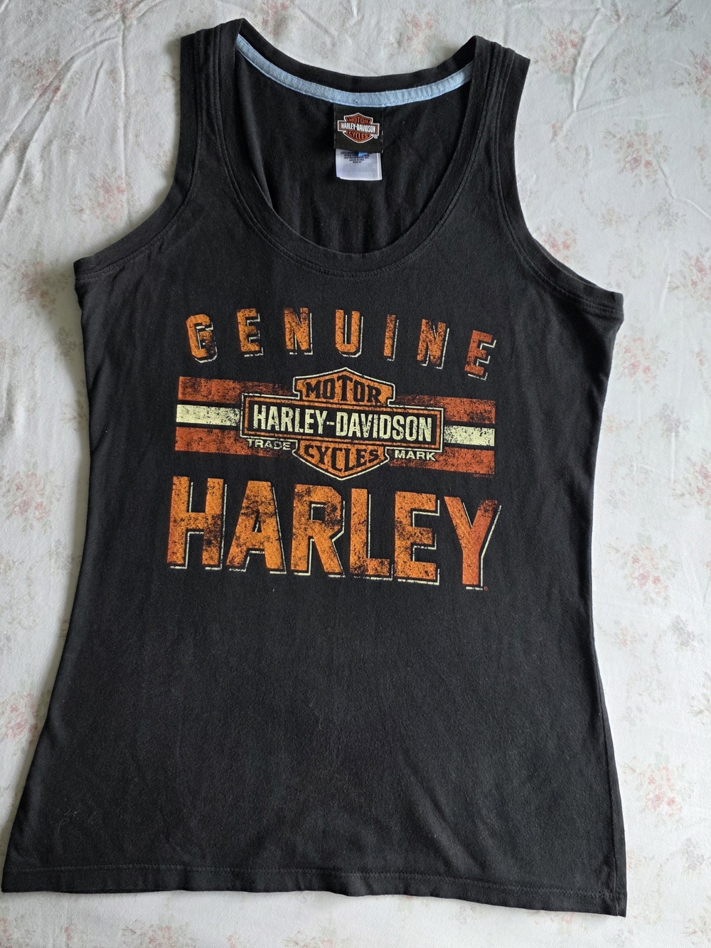 Harley-Davidson Women’s Black Tank Top with Orange Logo